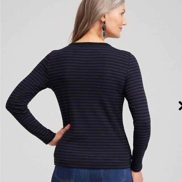 Chico’s SZ 0 striped long sleeve top - Picture 2 of 12
